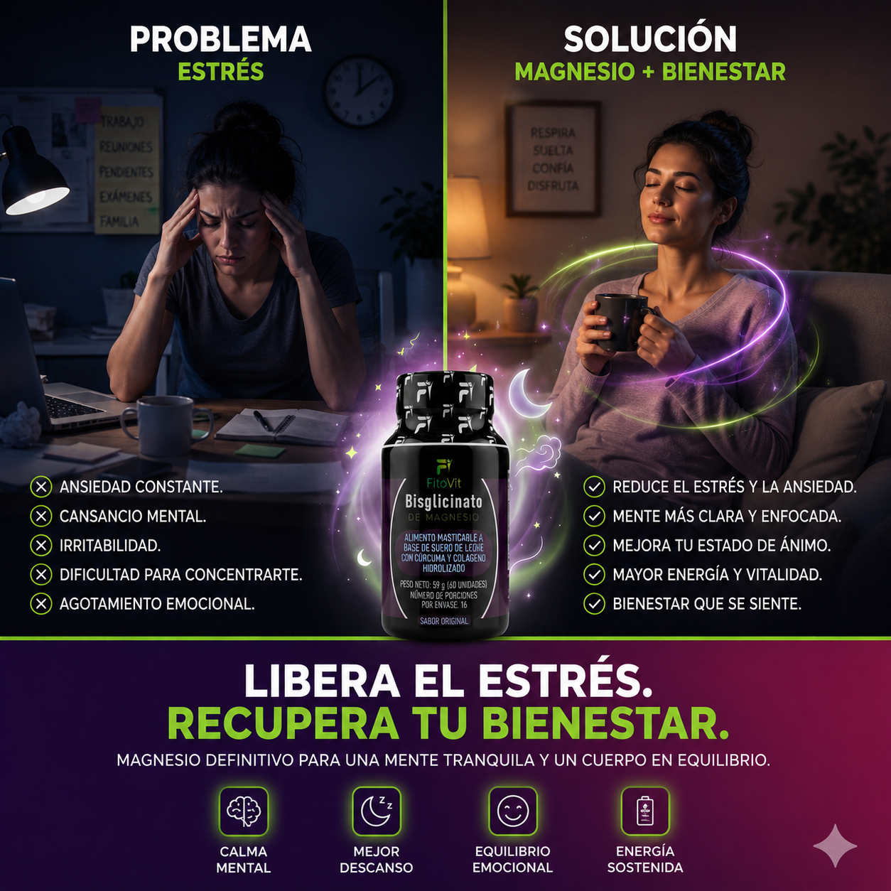 Bisglicinato de Magnesio: Es Hora de Darle a Tu Cuerpo El Equilibrio Que Necesita (Descuento por la compra de más de una unidad)💰